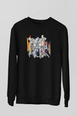 Bateri Baskılı Unisex Siyah Sweatshirt