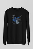Bateri Baskılı Unisex Siyah Sweatshirt