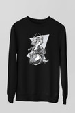 Bateri Baskılı Unisex Siyah Sweatshirt