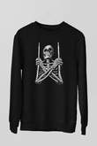 Bateri Baskılı Unisex Siyah Sweatshirt