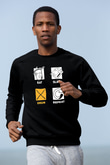 Bateri Baskılı Unisex Siyah Sweatshirt