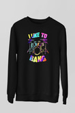 Bateri Baskılı Unisex Siyah Sweatshirt