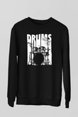 Bateri Baskılı Unisex Siyah Sweatshirt