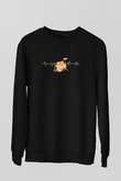 Bateri Baskılı Unisex Siyah Sweatshirt