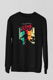 Bateri Baskılı Unisex Siyah Sweatshirt
