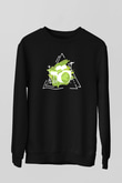 Bateri Baskılı Unisex Siyah Sweatshirt