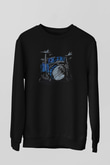 Bateri Baskılı Unisex Siyah Sweatshirt