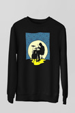 Bateri Baskılı Unisex Siyah Sweatshirt