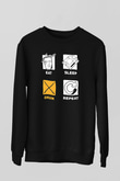 Bateri Baskılı Unisex Siyah Sweatshirt