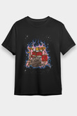 Bateri Baskılı Unisex Siyah Tişört - Tshirt