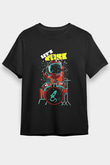 Bateri Baskılı Unisex Siyah Tişört - Tshirt