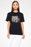 Bateri Baskılı Unisex Siyah Tişört - Tshirt