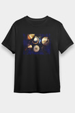 Bateri Baskılı Unisex Siyah Tişört - Tshirt