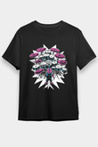 Bateri Baskılı Unisex Siyah Tişört - Tshirt