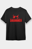 Bateri Baskılı Unisex Siyah Tişört - Tshirt