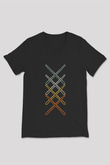 Bateri Baskılı Unisex Siyah V Yaka Tişört - Tshirt