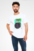 Bateri Unisex Baskılı Beyaz Tişört - Tshirt