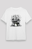Bateri Unisex Baskılı Beyaz Tişört - Tshirt