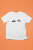 Baterist Evrimi Baskılı Unisex Beyaz Çocuk Tişörtü - Tshirt