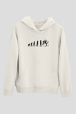 Baterist Evrimi Baskılı Unisex Ekru Hoodie
