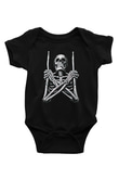 Baterist İskelet BaskılıSiyah  Bebek Body - Zıbın