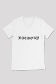 Bathory Beyaz Unisex V Yaka Tişört
