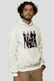 Battle Beast Baskılı Beyaz Unisex Kapüşonlu Sweatshirt