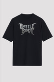 Battle Beast Baskılı Unisex Siyah Oversize Tişört - Tshirt