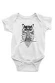 Baykuş Baskılı Beyaz Unisex Bebek Body - Zıbın