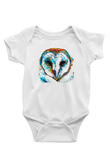 Baykuş Baskılı Beyaz Unisex Bebek Body - Zıbın