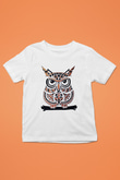 Baykuş Baskılı Beyaz Unisex Çocuk Tişört