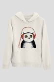 Baykuş Beyaz Unisex Kapşonlu Sweatshirt