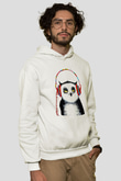 Baykuş Beyaz Unisex Kapşonlu Sweatshirt