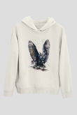 Baykuş Beyaz Unisex Kapüşonlu Sweatshirt