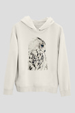 Baykuş Beyaz Unisex Kapüşonlu Sweatshirt