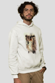 Baykuş Beyaz Unisex Kapüşonlu Sweatshirt