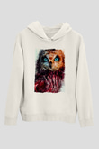 Baykuş Beyaz Unisex Kapüşonlu Sweatshirt