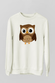 Baykuş Beyaz Unisex Sweatshirt