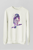 Baykuş Beyaz Unisex Sweatshirt
