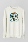 Baykuş Beyaz Unisex Sweatshirt