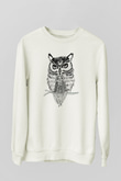 Baykuş Beyaz Unisex Sweatshirt