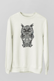 Baykuş Beyaz Unisex Sweatshirt