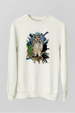 Baykuş Beyaz Unisex Sweatshirt