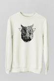 Baykuş Beyaz Unisex Sweatshirt