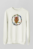 Baykuş Beyaz Unisex Sweatshirt