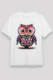 Baykuş Beyaz Unisex Tişört T-Shirt - TişörtFabrikası
