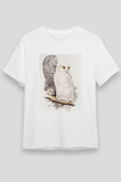 Baykuş Beyaz Unisex Tişört T-Shirt - TişörtFabrikası