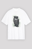 Baykuş Beyaz Unisex Tişört T-Shirt - TişörtFabrikası