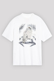 Baykuş Beyaz Unisex Tişört T-Shirt - TişörtFabrikası