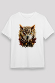 Baykuş Beyaz Unisex Tişört T-Shirt - TişörtFabrikası